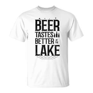 Camiseta Beer Tastes Better At The Lake, unisex, talla para adultos, mediana, blanca - Product Image 1