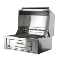 Barbecue au charbon de bois encastrable haut de gamme moderne en acier inoxydable SS304 pour cuisine extérieure et jardin domestique