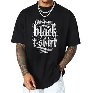 Hot Sales Men`s Clothing T-shirt White Letter Printing Cotton T Shirt Print Mock Neck Heavyweight Regular Fit For Men