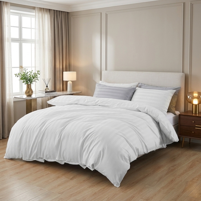 Luxury 100% Combed Cotton 400TC Eco-Friendly Customized Hotel Bed Linen Sateen Stitching Flat Sheet Fitted Sheet Set for