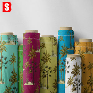 Tissu en coton Liberty Tana Lawn 100% personnalisable avec impression numérique, motifs palmiers imprimés, doux et léger pour robe - Product Image 1