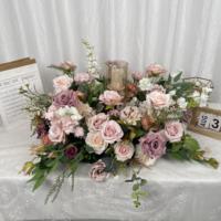 Boule de fleurs artificielle de 60 cm, design Hortensia Rose Ranunculus, décoration de centre de table de mariage, grande boule de fleurs artificielles bleues et blanches