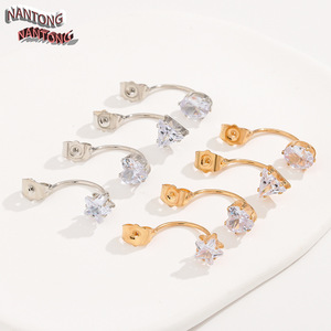 Pendientes de Estrella con Circonita de Nantong, Tono Dorado y Plateado, para Uso Diario, Accesorios de Joyería Unisex - Product Image 1