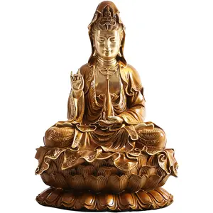 פליז Stand אגרטל הבודהיסטווה בודהה יושב לוטוס kalasa Guanyin פסלי בית קישוטים