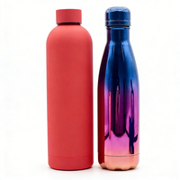 Gourde isotherme en acier inoxydable avec couvercle, en caoutchouc souple, de qualité alimentaire, à col étroit, colorée, portable, 350 ml, 500 ml, 750 ml, pour le camping