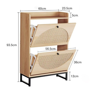 <span class=keywords><strong>Meuble</strong></span> à chaussures en rotin 2026, style moderne et simple, deux bacs, entrée étroite, pieds en fer vintage, meubles de maison - Product Image 4