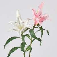 Fleur artificielle en PU à double tête de lys, style japonais/nordique/français, pour décoration intérieure et centres de table d'hôtel pour mariages