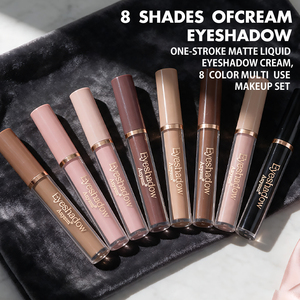 Ensemble de 8 fards à paupières liquides mats, crème, séchage rapide, non collant, léger, imperméable, longue durée, maquillage d'apparence naturelle - Product Image 4