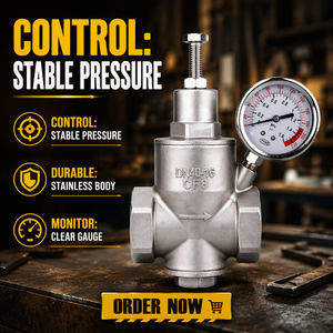 Régulateur de pression d'eau en acier inoxydable 316L et laiton, réducteur de pression d'eau DN 32 - Product Image 1