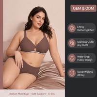 Soutien-gorge sans couture sans armatures en gelée, avec logo personnalisé OEM, grande taille, bonnet 3/4, décolleté plongeant en V, push-up, minimiseur, fermeture dorsale