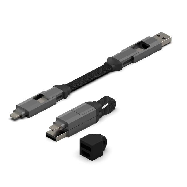 4-in-1 (2-in-2) Keychain Charging Cable Multi-functional Super Charging Cable 60W 100W Magnetic Locking Cable