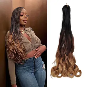 Venda quente 75G 150G 22 Polegada 24 Polegada Pony Estilo Crochet Braid Anexos Francês Curls Extensão Sintética Curly Braiding Hair