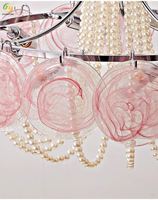 Lustre en verre de Murano rose de luxe, style romantique médiéval français, avec perles chaudes, pour salon, bureau à domicile ou chambre principale