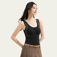 Gilet thermique en soie de mûrier pour femme, prêt à expédier, mélange de lyocell, sans couture, amincissant, couche de base avec soutien-gorge intégré