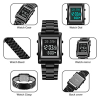 Skmei 1815 Jam Tangan Qibla Islam Arab, Jam Tangan Digital Stainless