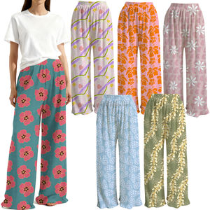 <span class=keywords><strong>Pantaloni</strong></span> Lunghi Arricciati da <span class=keywords><strong>Donna</strong></span> all'Ingrosso con Stampa Floreale Hawaiana e <span class=keywords><strong>Tasche</strong></span> Invisibili, Comodi <span class=keywords><strong>Pantaloni</strong></span> da Relax - Product Image 1