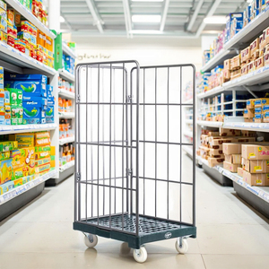 קיבולת טעינה 500 ק "ג מיכל 4-צדדי רול מתקפל כלוב מתמוטט גליל עם 4 גלגלים - Product Image 4