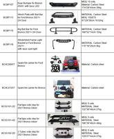 Accessoires de modification : Tapis de sol intérieurs, garnitures extérieures, table pliable pour hayon, garde-boue, housse de roue de secours pour Ford Bronco