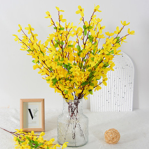 Flor Artificial de Forsythia Amarilla, Flores de Plástico para Decoración de Bodas y Hogar, Arreglo para Jarrón - Product Image 1