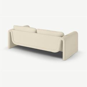 Sofá Semicircular de Tela de Lana de Cordero Crema, Tres Plazas, Tapizado, Diseño Nórdico Minimalista para Sala de Estar - Product Image 4