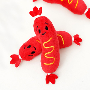 Pet Squeak <b>Plush</b> Toy Hot Dog Shape M Size Indoor Use Sound Making Dog <b>Cat</b> Toy - Product Image 1