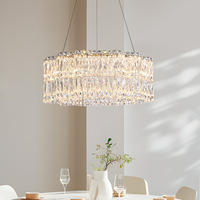 Lustre en cristal au design méditerranéen moderne, blanc chaud, base E27, en fer chromé, LED suspendu pour salon et salle à manger