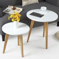 Petite table basse ronde en bois massif Mobilier de salon moderne