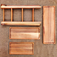 Hoogwaardig massief acacia houten dienblad met drie lagen, modern design, gepolijst, milieuvriendelijk, groothandel