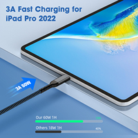 Cable USB3.2 Tipo C a Tipo C, PD60W 20V3A, Carga Rápida, Transferencia de Datos de Alta Velocidad de 10Gbps para Laptop, Teléfono, Tableta, SSD