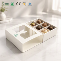 Boîte à tiroir personnalisée en carton gaufré blanc écologique avec fenêtre découpée et séparateur en papier pour macarons, biscuits, bonbons et desserts