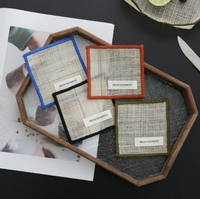 Sous-verres carrés en tissu d'été, sets de table en ramie isolants pour la chaleur, sets de table en tissu à bords surpiqués pour la cérémonie du thé.