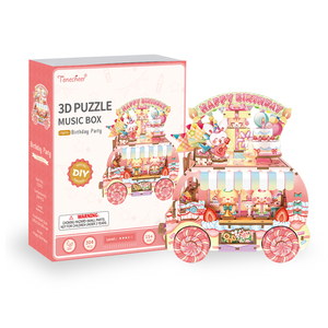 Tonecheer Trade Only Cute Cartoon Birthday Gift Cart 3D Wooden DIY 3D Puzzle Musical Model for Hobby Stores Gift Shop - Product Image 5