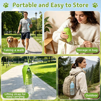Bouteille d'eau portable pour chien avec adaptateur, design feuille, en silicone, anti-fuite, pliable, bol d'eau pour animaux de compagnie à enfiler pour les promenades, la randonnée et les voyages