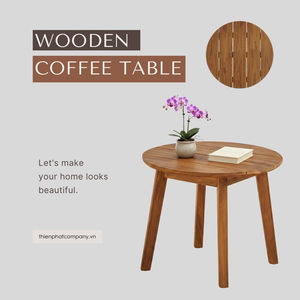 Mesa de Centro de Madera de Acacia Natural, Duradera y Personalizable, Estilo Moderno y Minimalista para Exteriores, Muebles para el Hogar y Picnic en el Jardín - Product Image 6