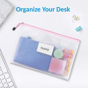 Sac de rangement A4 imperméable transparent épaissi en toile maillée pour documents, reçus et papeterie – Idéal pour l'école et le bureau - Product Image 2