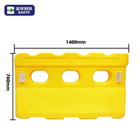 Barrera de Seguridad Vial de Plástico HDPE Baoye, Modelo B-022-02, 760 mm de Altura, 1400 mm de Ancho, Reflectante Prismática de Alta Intensidad