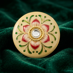 Boutons de luxe personnalisés en laiton, émail crème, faits à la main, motif floral Kundan Meenakari, cristal, pour homme, pour Sherwani, mariage, anniversaire - Product Image 4
