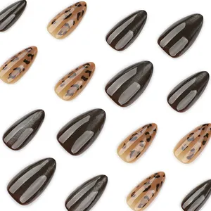 <span class=keywords><strong>Faux</strong></span> <span class=keywords><strong>ongles</strong></span> amande imprimé léopard marron, 24 pièces, réutilisables, à presser, pour femmes et filles, pour fêtes, mariages et usage quotidien - Product Image 3