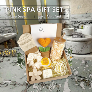 Unique Handmade Modern Pink Spa <b>Gift</b> Collection Glass Cup Scented Candle Bath Bomb Silk Scrunchie Bracelet for Women's Special - Product Image 2