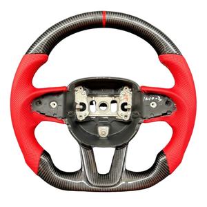 Accessoires de voiture adaptés <span class=keywords><strong>à</strong></span> la Dodge <span class=keywords><strong>Challenger</strong></span> Charger, cuir véritable perforé, fibre de carbone forgée, volant - Product Image 1