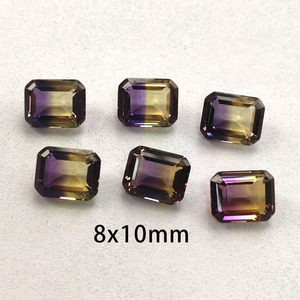 พลอยอะเมทรินสังเคราะห์ทรงเหลี่ยมมรกต สองสี ขนาด 8x10 มม. ถึง 12x16 มม. พลอยหลวมสำหรับทำเครื่องประดับ - Product Image 1