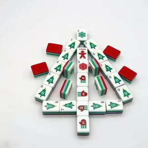 Tuiles de Mahjong Américaines en Acrylique Thème Noël Festif, Motifs Père Noël, Bonbons et Canes de Sucre, Écologiques, Ensemble 4 Joueurs pour - Product Image 1