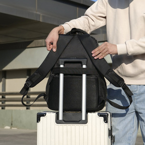 <b>Laptop</b> <b>Backpack</b> Black Solid Color Water Resistant Business Travel Men's Commuter <b>Backpack</b> - Product Image 3