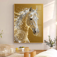 Peinture diamant DIY TRUSTEK style riche, cheval doré, post-moderne, encadrée, faite à la main, taille personnalisée, décoration haut de gamme pour salon