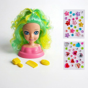 Mini Cabeza de Vinilo de 27cm para Peinado con Pegatinas, Cepillo y Peine, Cuerpo de Silicona, Modelo de Juguete para Práctica de Peinado DIY - Product Image 4