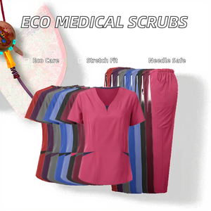 Uniformes Médicos de Cuello en V, Lisos, Teñidos, Económicos, Elásticos, para Enfermería Dental, Elegantes y Ecológicos, Servicios OEM al por Mayor - Product Image 2