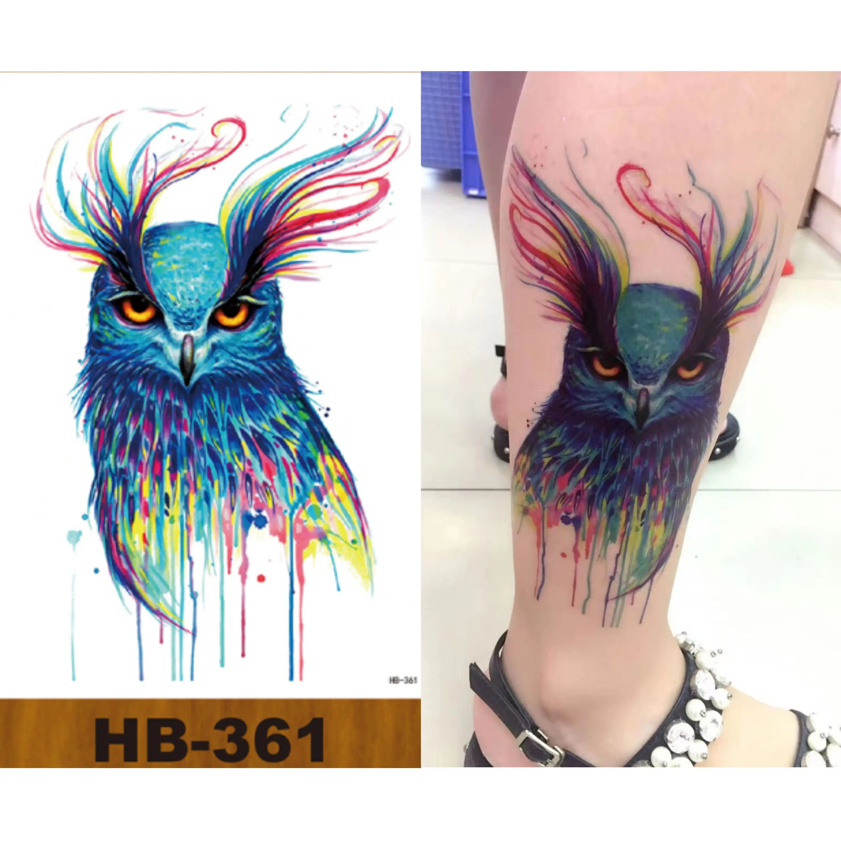 De clase alta varios coloridos atrapasueños diseño temporal búho cuerpo arte tatuaje pegatinas