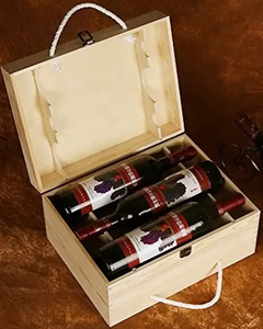 Gỗ Thông Tự Nhiên 6 Chai Rượu Vang Hộp Lưu Trữ Có Tay Cầm Và Nắp - Product Image 2