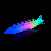 Nuevo Soporte Luminoso LED para Vasos de Chupito con Diseño de Avión, Bandeja de Acrílico para Vasos de Cóctel, Exhibidor de Vasos de Chupito para Bares, KTV y Discotecas