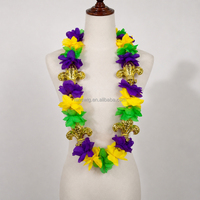 Op maat gemaakte Mardi Gras bloemenkrans ketting met gouden Fleur-de-lis carnavalsparade feestbenodigdheden